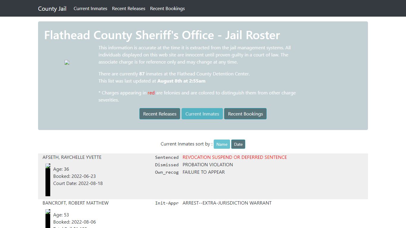 Flathead County Sheriff's Office - Jail Roster